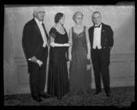 Mr. and Mrs. Joel and Cordelia Pringle and Mr. and Mrs. William and Sadie Garland pose in their formal wear, Los Angeles, 1932