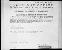 Copyright registration certificate for dramatic composition, Who is Evelena?, by Adelbert Bartlett, 1945