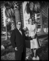 Man and woman posing, Santa Monica, [1950s]
