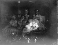 Double exposure: "Bohème" production, Santa Monica, 1955, and group of 6 people posing