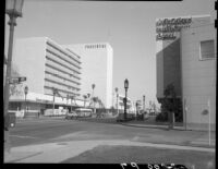 Street scene at Wilshire Boulevard and Curson Avenue, Los Angeles, 1949