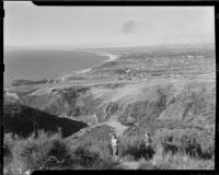 View of Pacific Palisades and coast from Miramar Estates, Pacific Palisades, 1944