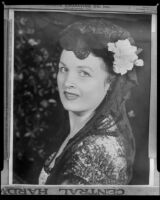 Opera singer June Moss wearing a mantilla, rephotographed, 1956