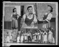 Montage of pictures and clippings for mezzo soprano June Moss, Santa Monica, circa 1956
