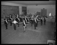 Karinova Ballet students demonstrate dance positions, Santa Monica, 1958
