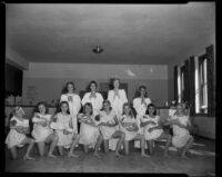 Karinova Ballet students posed in costume, Santa Monica, 1958