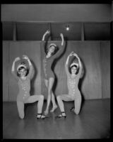 Karinova ballet students posed in tiaras, Santa Monica, 1959