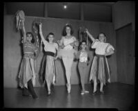 Karinova ballet students posed in costumes, Santa Monica, 1959