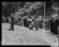 Actor Leo Carrillo speaks at the dedication of Camp Josepho, Pacific Palisades, 1941