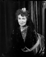 Gloria Udelle Kerruish in a dress with brocade bodice and a veil, Santa Monica, 1943-1945