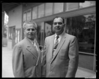 Mario Lanza and fellow member of the Santa Monica Civic Opera Association Board of Directors, Santa Monica, 1950-1957