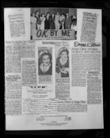 Newspaper clippings of "O.K. By Me" directed by Louise Glaum, Los Angeles, 1952