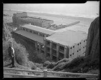 Back view of Sorrento Club from Palisade Park cliffs, Santa Monica, 1952