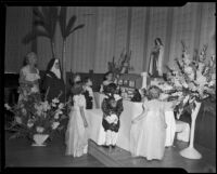 Children, nun, and a performer Etilka Dessy, Santa Monica, 1952