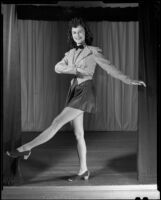 Lucille G. Maser in tap costume with bowtie, Los Angeles, 1941