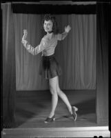 Lucille G. Maser in tap costume with bowtie, Los Angeles, 1941