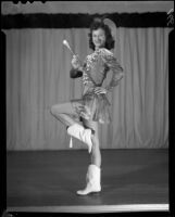 Lucille G. Maser in majorette costume, Los Angeles, 1941