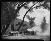 People at a camp site near Deadman's Point, Apple Valley vicinity, 1949