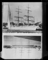 Two images of ships in a harbor, copy prints, 1934