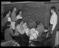 Students at Blackboard John Burroughs Junior High School, Los Angeles, 1944