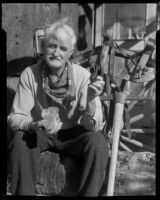 R. E. Perry as a prospector at 1000 Palms Ranch, Thousand Palms vicinity, 1940