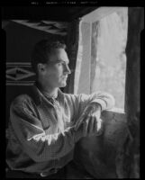 Paul P. Wilhelm in the main house at 1000 Palms Ranch, Thousand Palms vicinity, 1941