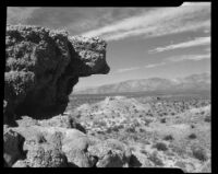 View from "California bear" rock formation at 1000 Palms Ranch, Thousand Palms vicinity, 1941