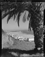 Santa Monica coastline from the Palisades Park cliffs at Montana Avenue, Santa Monica, 1946-1952