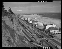 Pacific Coast Highway at the base of the California Incline and Santa Monica Beach, Santa Monica, 1946-1950