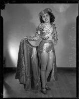 Barbara Tramutto in Spanish style costume, Santa Monica, 1948-1950
