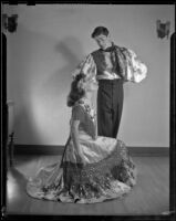 Barbara Tramutto and male partner posing in Spanish style costumes, Santa Monica, 1948-1950