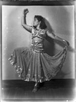 Barbara Tramutto in Near Eastern style costume, Santa Monica, 1948-1950