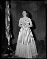 Singer Betty Jo Lefebvre onstage, 1951