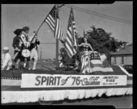 Float titled "Spirit of '76," sponsored by Long Beach Elks, Elks' parade, Santa Monica, 1939 or 1952