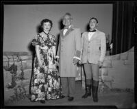 "Traviata" cast members June Moss, Enrico Porta and Giovanni Zavatti, John Adams Auditorium, Santa Monica, 1949