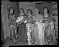 "Rigoletto" cast members Kay Marshall, Natalie Garrotto, June Moss and 2 others, John Adams Auditorium, Santa Monica, 1949