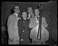 Don Shaw Trio with unidentified woman, Sarnez Restaurant, Los Angeles, 1952