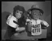 Toy monkeys, Santa Monica, circa 1954