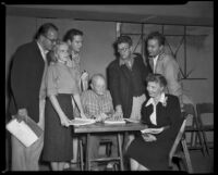 Palisades Players performing a read through, Pacific Palisades, 1955