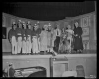 "Barber of Seville" cast members including Natalie Garrotto, John Adams Auditorium, Santa Monica, 1955