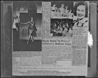 Page with collection of newspaper clippings about Santa Monica Civic Music Guild performances, circa 1956
