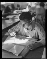 Santa Monica College student studying geometry, Santa Monica, 1937