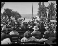 Los Angeles County Sheriff Eugene Biscailuz speaking at Cabrillo Day ceremony at Palisades Park, Santa Monica, 1942
