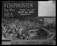 Symphonies by the Sea advertisment and photograph a performance, Santa Monica, circa 1965