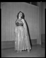 Soprano Doris Rizzo (probably) in costume for a performance of "Vacation Travel Memories," Santa Monica, 1956