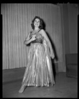 Soprano Doris Rizzo (probably) in costume for a performance of "Vacation Travel Memories," Santa Monica, 1956