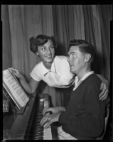 Palisades Players at the piano, Pacific Palisades, 1955