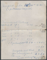 Handwritten list detailing costs for photographic prints for Valley Savoyards cast member, 1956