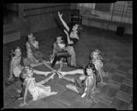 Ballet students of Julia Stuart in a dance studio, Santa Monica, 1956