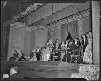 Opera singers performing “La Traviata” at the Wilshire Ebell Theatre, Los Angeles, 1951
